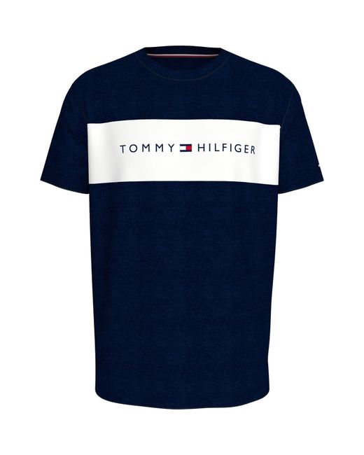 Tommy Hilfiger Blue Cotton Panel T-shirt. for men