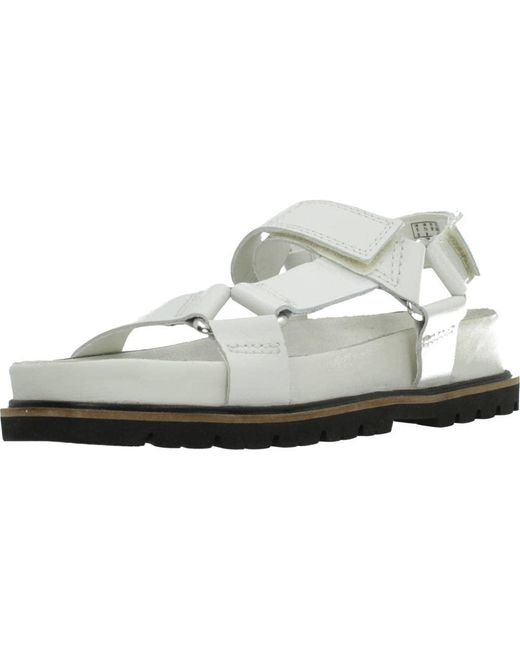 Clarks Metallic Orianna Sporty Leather Sandals In White Standard Fit Size 5