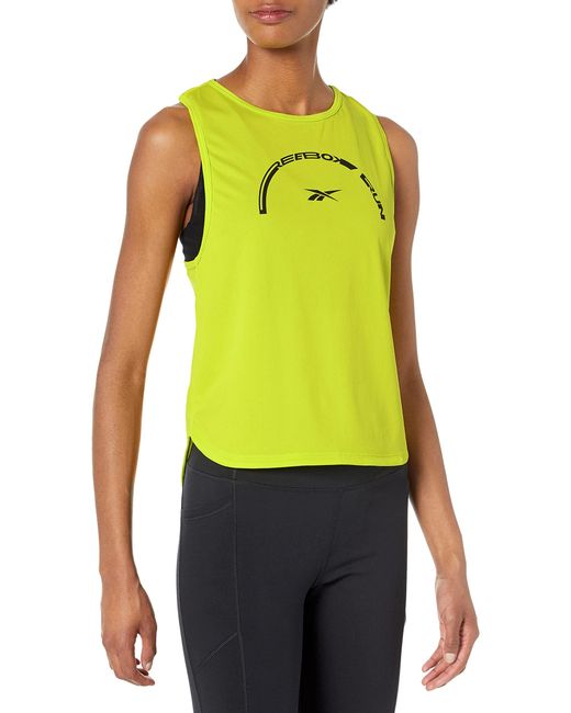 Reebok Yellow Graphic Muscle Tank Cami Shirt