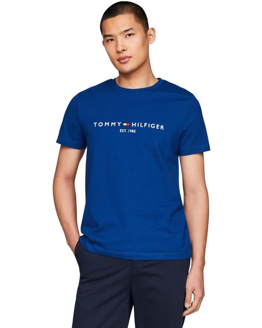 Tommy Hilfiger Tommy Logo Tee S/s T-shirts in het Blue voor heren