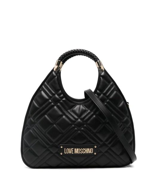Borsa a mano nera da donna con motivo trapuntato e logo UNI di Love Moschino in Nero Lyst