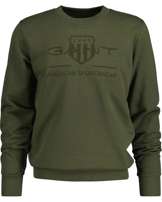 Gant Green 2036017-301 Tonal Shield Crew Neck Sweatshirt for men