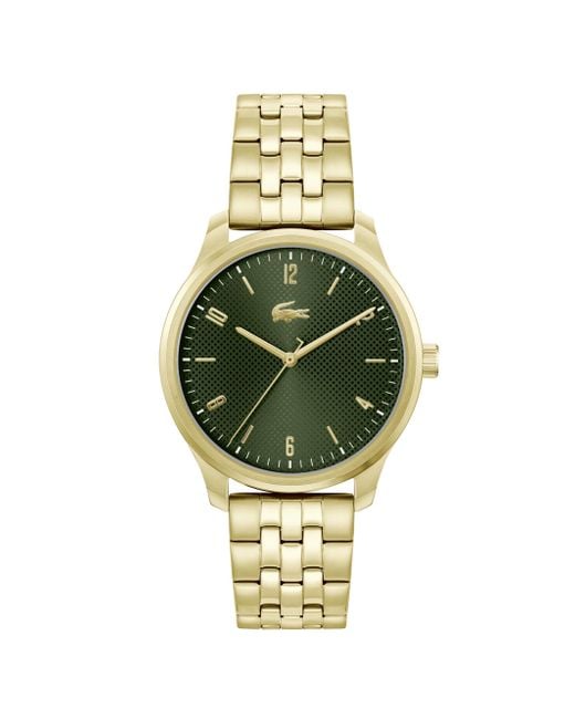 Orologio con Movimento al Quarzo a Tre Lancette da Uomo Collezione LISBON con Cinturino in Acciaio Inossidabile di Colore Dorato di Lacoste in Metallic da Uomo