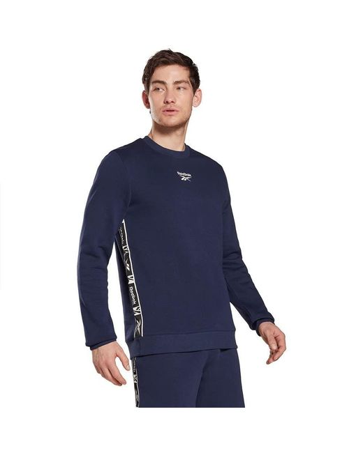 Reebok Identity Tape Crew Sweatshirt Voor in het Blue voor heren