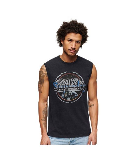 Superdry Rock Graphic Band Sleeveless T-shirt Xl Black for men