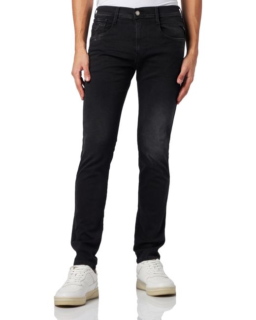 Replay Jeans Anbass Slim-Fit Hyperflex aus recyceltem Material mit Stretch in Black für Herren