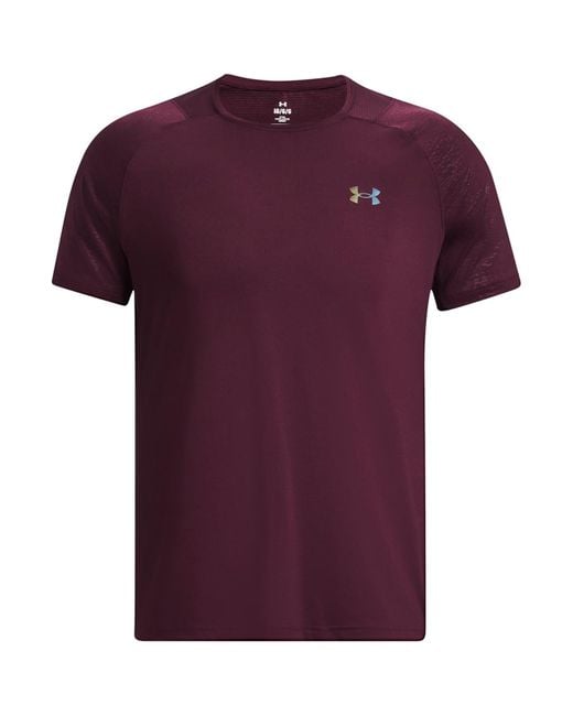 Under Armour Purple S Rush Emboss Short Sleeve T-shirt Maroon Xxl for men
