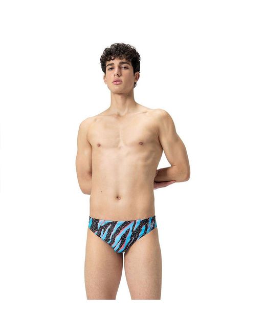 Speedo Multicolor 5cm Allover Digital Brief Swim Trunks Swimmers Black Blue for men