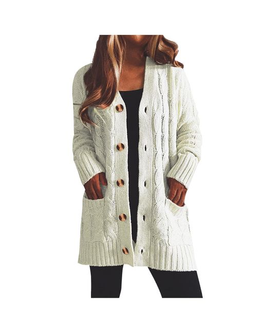 Superdry Lalaluka Cardigan Cardigan Single Breasted Chunky Twist Pockets Knitted Cardigan Sweater Long Sleeve Sweatshirt Coat Jacket in Green Lyst UK