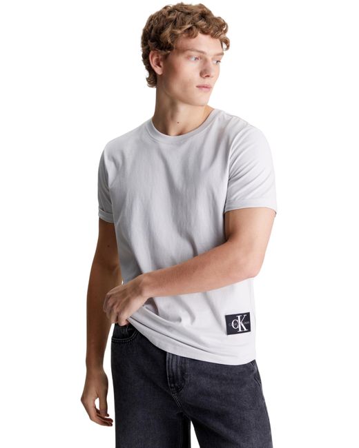 Calvin Klein Black Short-sleeve T-shirt Badge Turn Up Crew Neck for men