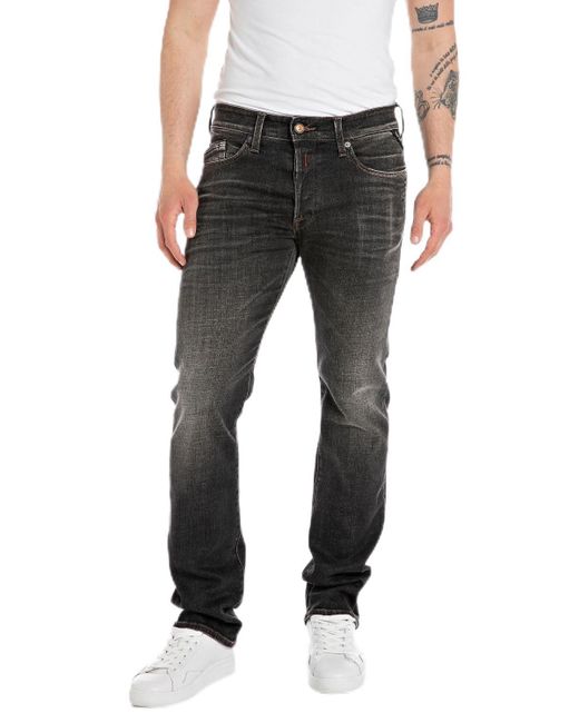 Replay Black Men's Jeans With Stretch