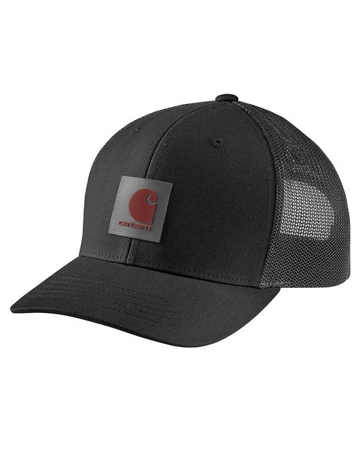 Carhartt Black Rugged Flex Twill Mesh Back Logo Patch Cap for men