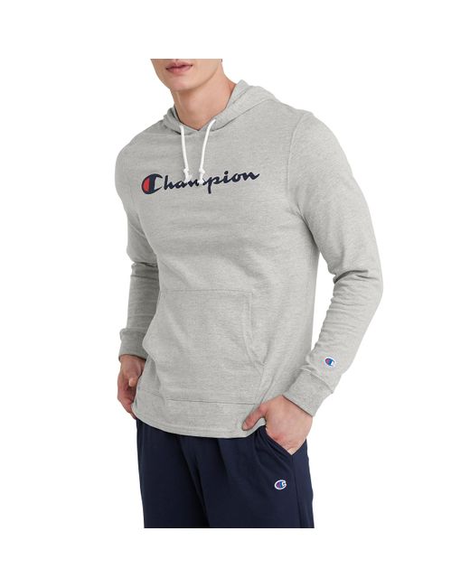 Champion , Midweight, Soft And Comfortable T-shirt Hoodie For , Oxford Gray Script, Large for men
