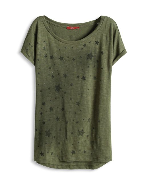 Esprit Edc By T-shirt Met Gedetailleerde Print in het Green