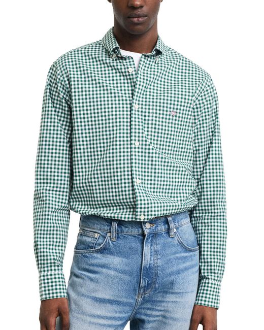 Gant Green Reg Poplin Gingham Shirt for men