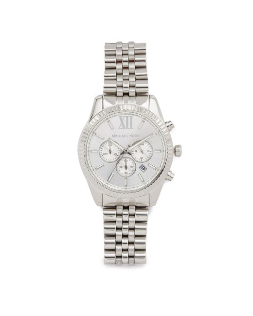 Michael Kors White Lexington Quartz Watch With Silver Dial And Silver Stainless Steel Bracelet Mk8405 for men