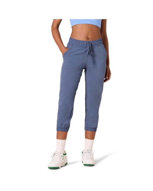 Amazon Essentials Blue Active Performance Stretch Woven 23.5" Inseam Crop Jogger Pant