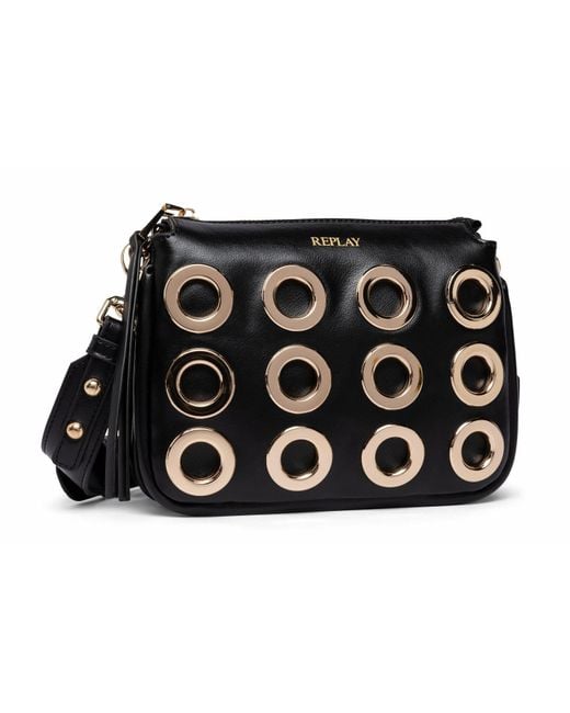 Replay Black Women's Shoulder Bag With Hole Details