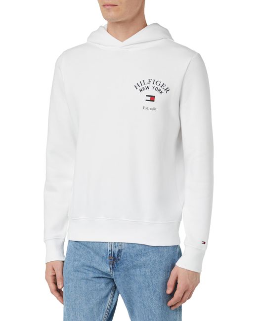 Tommy Hilfiger White Arched Varsity Hoody Hoodies for men