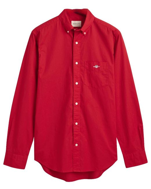 Poplin Shirt Camicia in Popeline Reg di Gant in Red da Uomo
