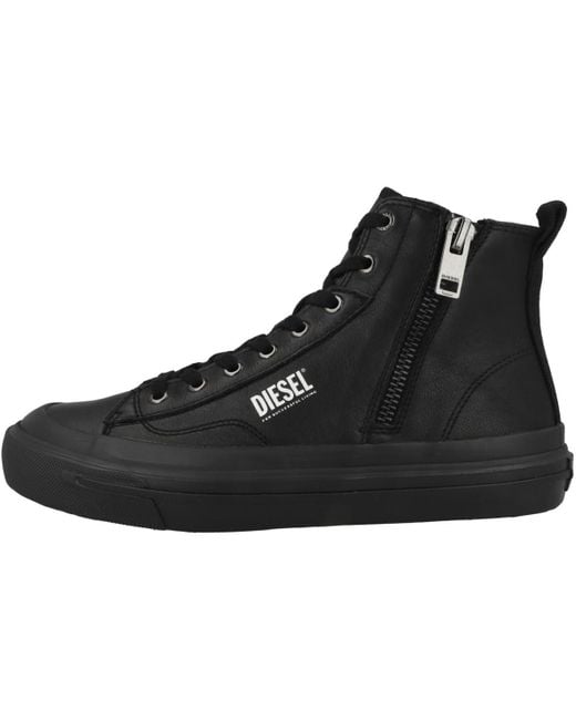 DIESEL Black S-athos Dv Mid Leather Sneakers for men