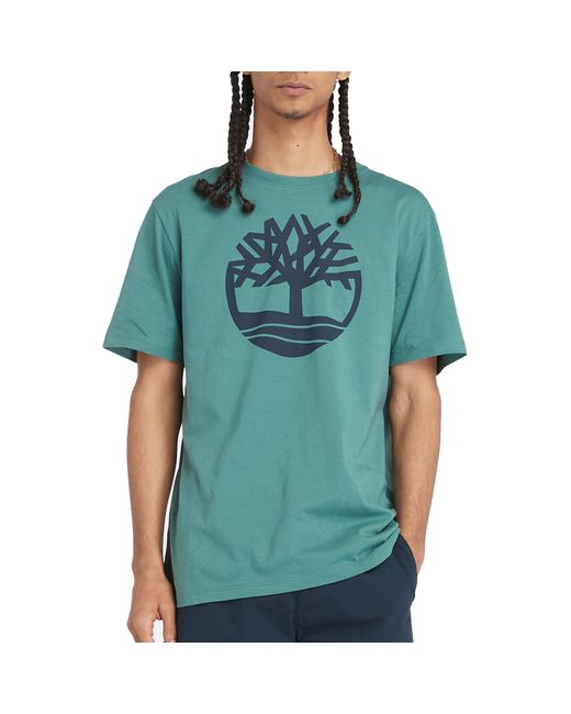 Timberland Green Tree Logo Short Sleeve Tee Undershirt for men