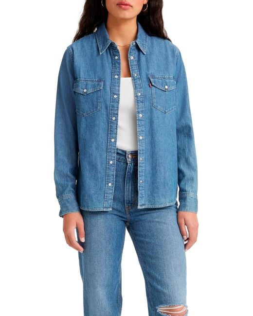Levi's Blue Iconic Western Hemd,Going Steady 5,M