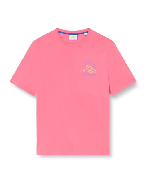 Scotch & Soda Pink Left Chest Artwork T-shirt for men