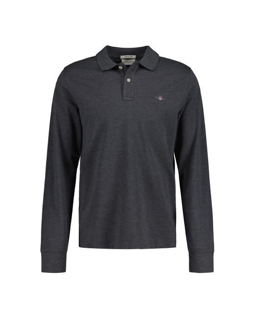 Gant Gray Reg Shield Ls Pique Rugger Polo Shirt for men