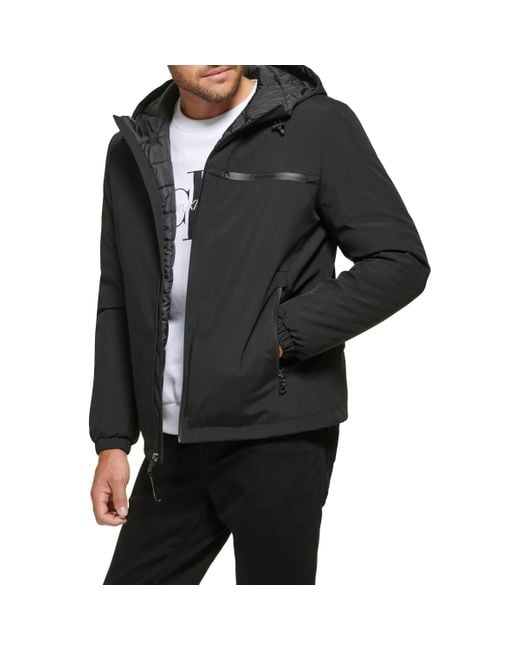 Calvin Klein Black Classic Hooded Stretch Jacket for men