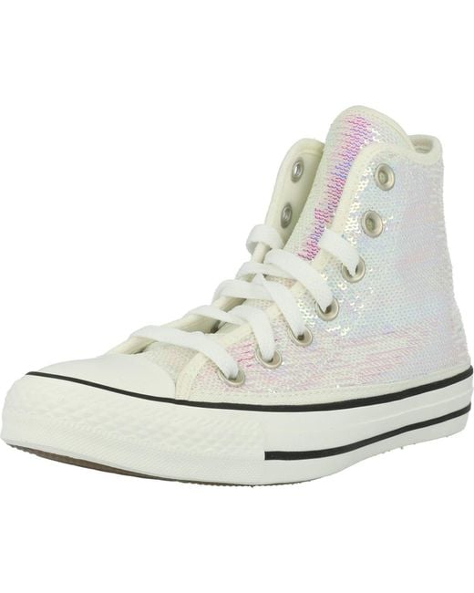 Adults M3310 Hi top Trainers 4 Uk Pure Siver Gold White Sequin