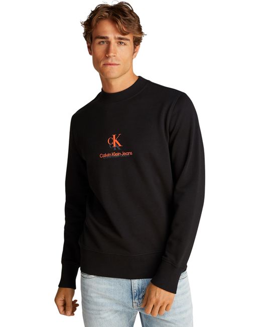 Uomo Felpa Shadow Logo Crew Neck Regular Fit di Calvin Klein in Black da Uomo
