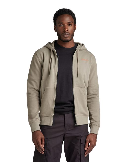 G-Star RAW Back Graphic Zip Through Hooded Sweatshirt in Gray für Herren