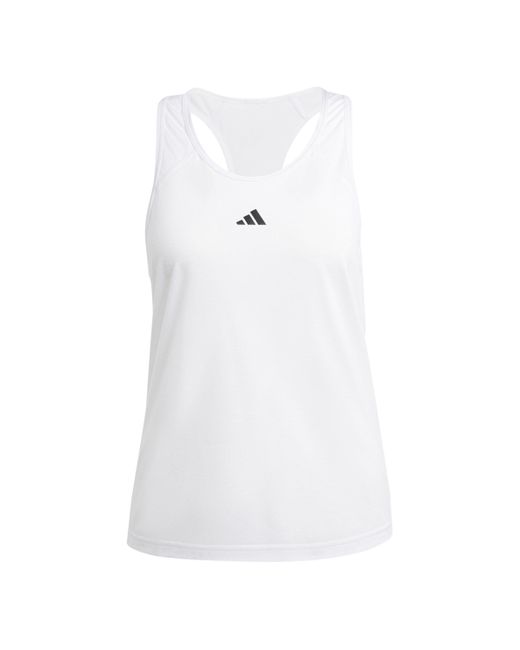 Adidas Train Essentials Minimal Branding Racerback Tank Top in het White