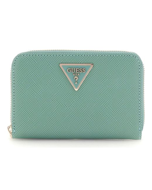 Guess Green Laurel Slg Medium Zip Around Wallet Teal
