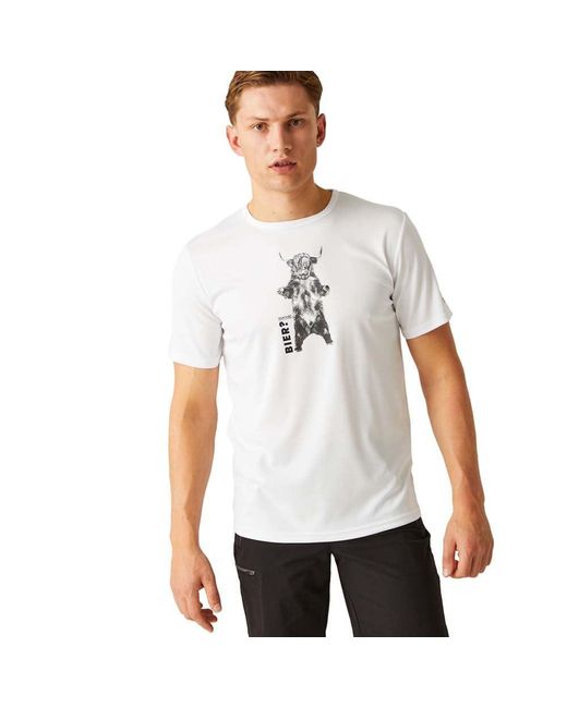Maglietta tecnica a maniche corte da uomo Fingal Slogan III di Regatta in White da Uomo