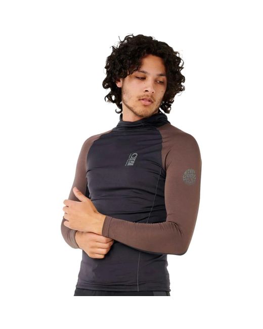 Rip Curl Blue Standard Search Upf 50 Performance Long Sleeve Hooded Rashguard for men