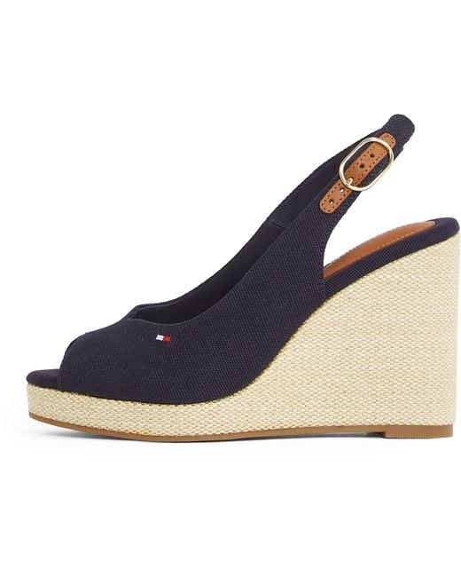 Espadrilles Compensées Flag High Slingback à Bride Cheville Tommy Hilfiger en coloris Blue