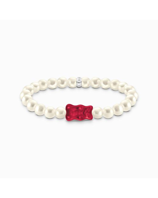 Bracelet de perles avec ours en or rouge en argent Thomas Sabo en coloris Red