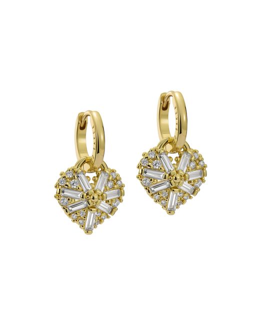 Ted Baker Metallic Cherise Crystal Cluster Heart Huggie Drop Earrings For