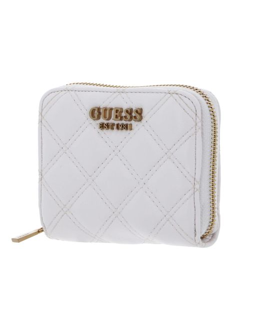 Guess Gray Giully Slg Small Zip Around Wallet Ivory