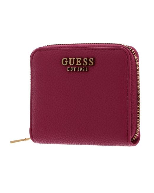 Guess Red Laryn Slg Small Zip Around Wallet Fuchsia