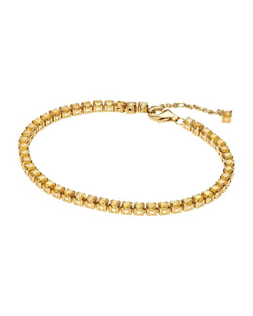 Pandora Metallic Funkelndes Gelbes Tennisarmband aus 14 Karat Vergoldung
