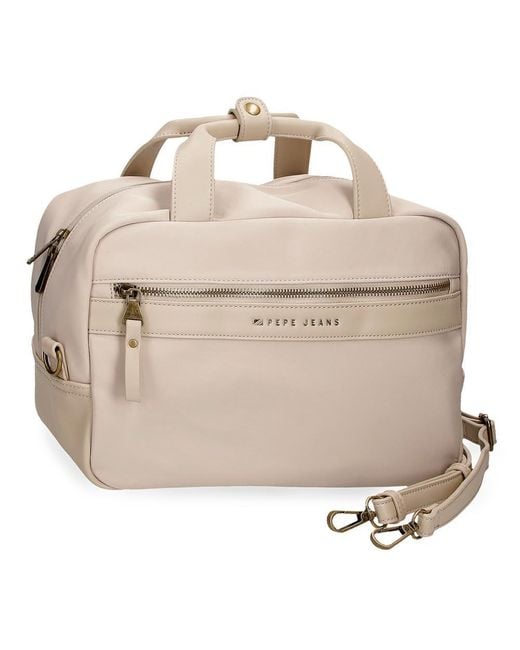 Pepe Jeans Metallic Morgan Adaptable Toiletry Bag With Shoulder Bag Beige 31x21x15cm Polyester And Pu By Joumma Bags