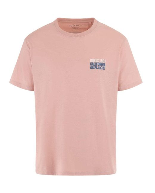 T-Shirt ica Corta da Uomo Marchio di Guess in Pink da Uomo