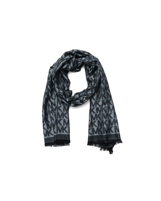 Michael Kors Blue Mk Charm Colorblocked Lws Scarf