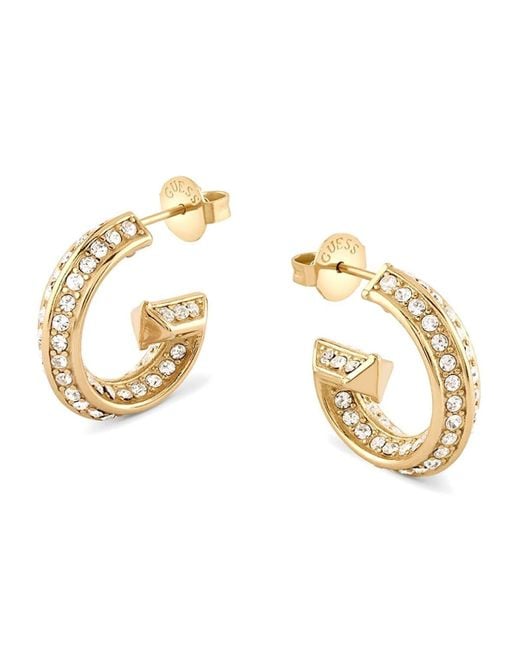 Guess Metallic Ohrringe Creolen G Pave Goldfarben JUBE05444JWYGT/U