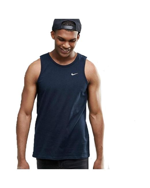 Nike Vest Sport Regular Fit Fitness Tank Top Baumwolle Shirt Muskelshirt Navy in Blue für Herren