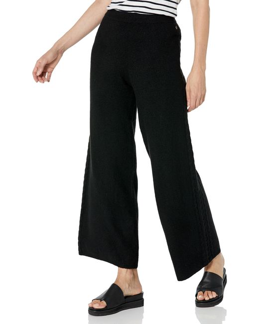 Pantaloni da donna Essential Teresa Cable a gamba larga di Guess in Black