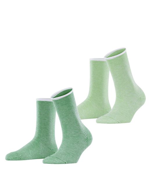 Esprit Green Allover Stripe 2-pack W So Cotton Patterned 2 Pairs Socks